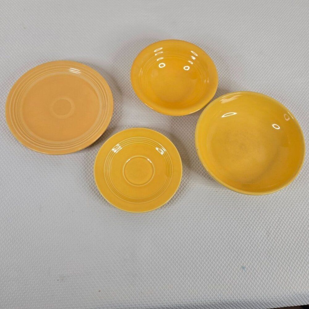 Vintage Yellow Fiesta Ware Bowls Saucers Lot Of 6
